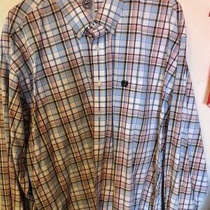 Men's Plaid Shirt - Blue, Brown, White